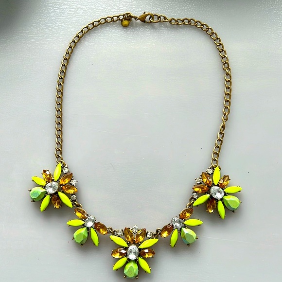 Yellow - Handmade Brass Chain Necklace Set